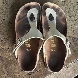 Birkenstock Cream and Brown Sandals